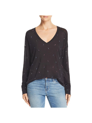 Rails Women's Sami Lightning Printed Long Sleeves Pullover Top Black Size XS