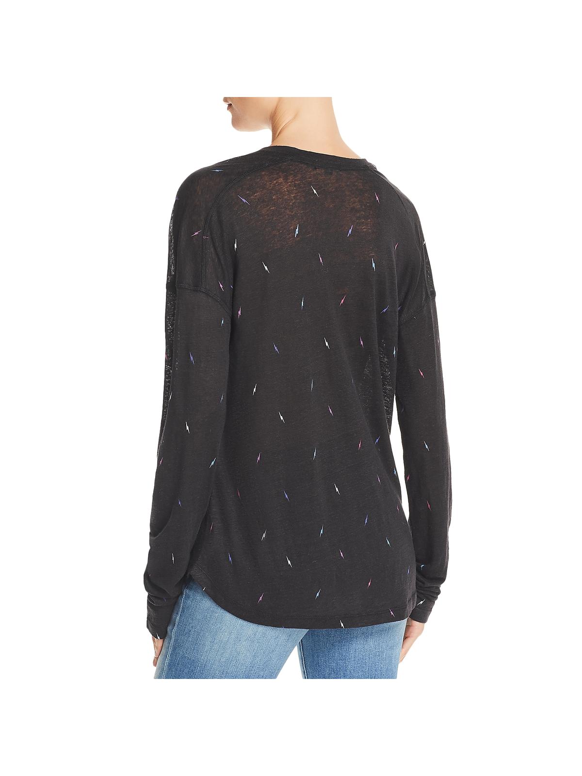 Rails Women's Sami Lightning Printed Long Sleeves Pullover Top Black Size XS