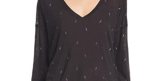 Rails Women's Sami Lightning Printed Long Sleeves Pullover Top Black Size XS