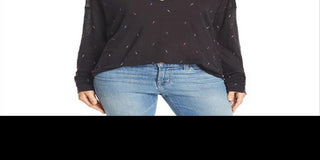 Rails Women's Sami Lightning Printed Long Sleeves Pullover Top Black Size XS