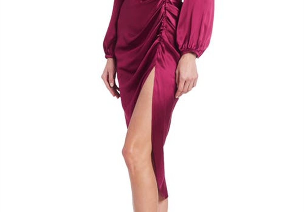 Amanda Uprichard Roma Silk Dress, Aubergine - Medium