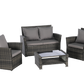 4 Pieces Outdoor Patio Furniture Sets Garden Rattan Chair Wicker Set