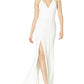 Dress The Population Women's Iris Slit Crepe Gown White Size X-Small