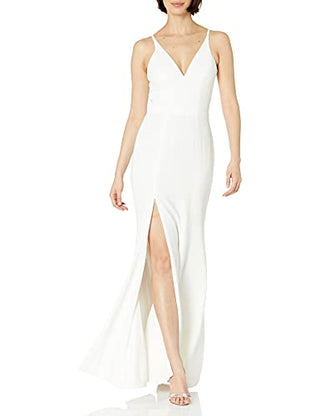 Dress The Population Women's Iris Slit Crepe Gown White Size X-Small