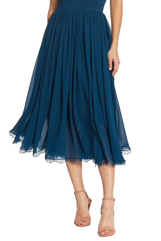 Dress The Population Women's Alicia Mixed Media Midi Dress Blue Size Medium