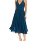 Dress The Population Women's Alicia Mixed Media Midi Dress Blue Size XX-Large