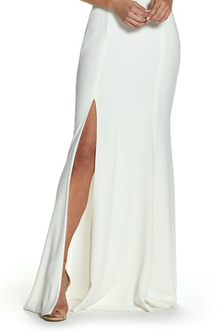 Dress The Population Women's Iris Slit Crepe Gown White Size XX-Small