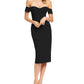 Dress The Population Women's Bailey Off The Shoulder Body Con Dress Black Size Small