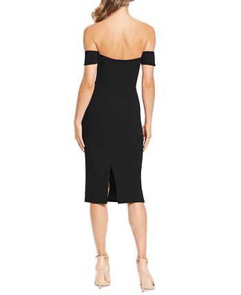 Dress The Population Women's Bailey Off The Shoulder Body Con Dress Black Size Small