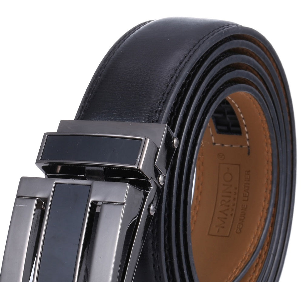 Mio Marino Men's Linxx Designer Ratchet Leather Belt Black Size Medium