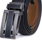Mio Marino Men's Linxx Designer Ratchet Leather Belt Black Size Medium