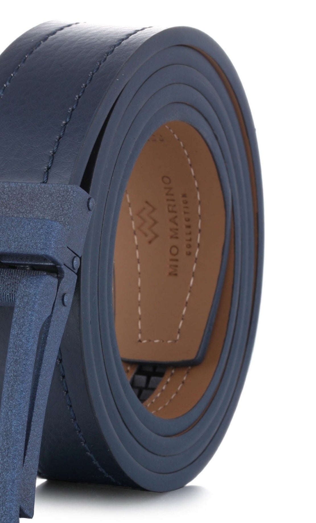 Mio Marino Men's Rugged Leather Linxx Designer Ratchet Belt Blue Size Medium