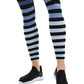K-Deer Women's Striped Sneaker Length Leggings Blue Size X-Large