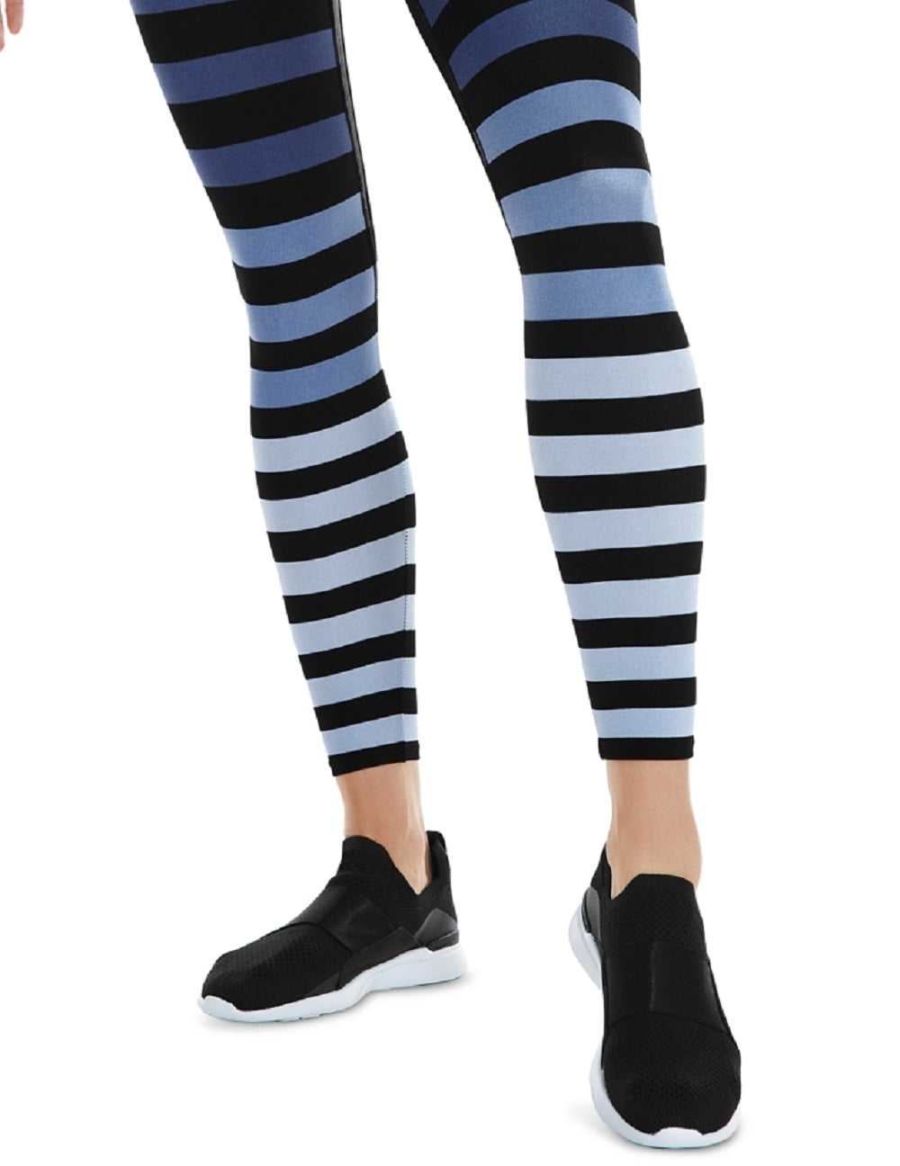 K-Deer Women's Striped Sneaker Length Leggings Blue Size X-Large