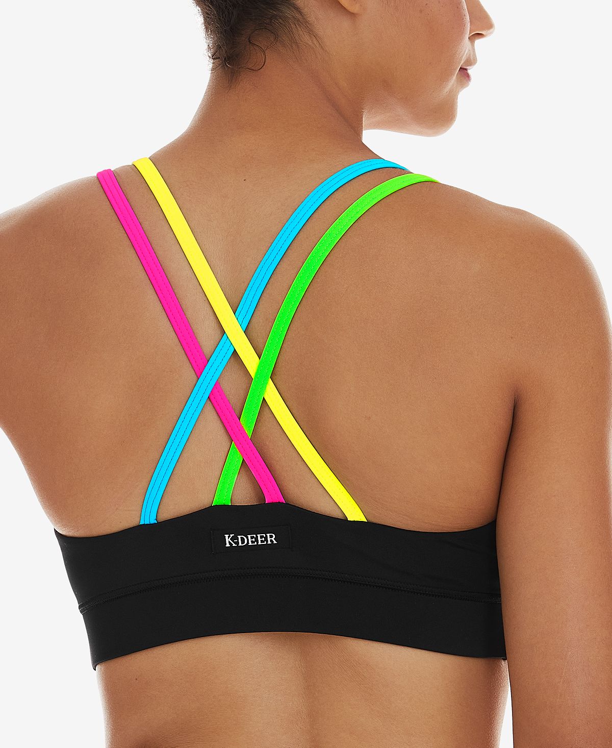 K-Deer Women's Impact Strappy Sports Bra Black Size Small