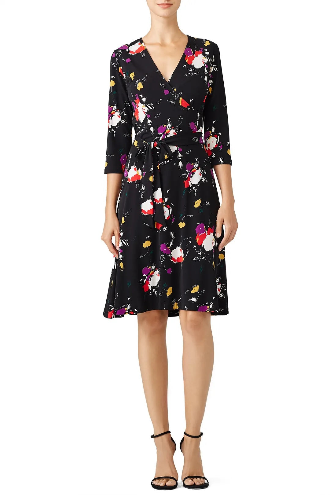 Leota Women's Floral Wrap Dress Black Size 3X