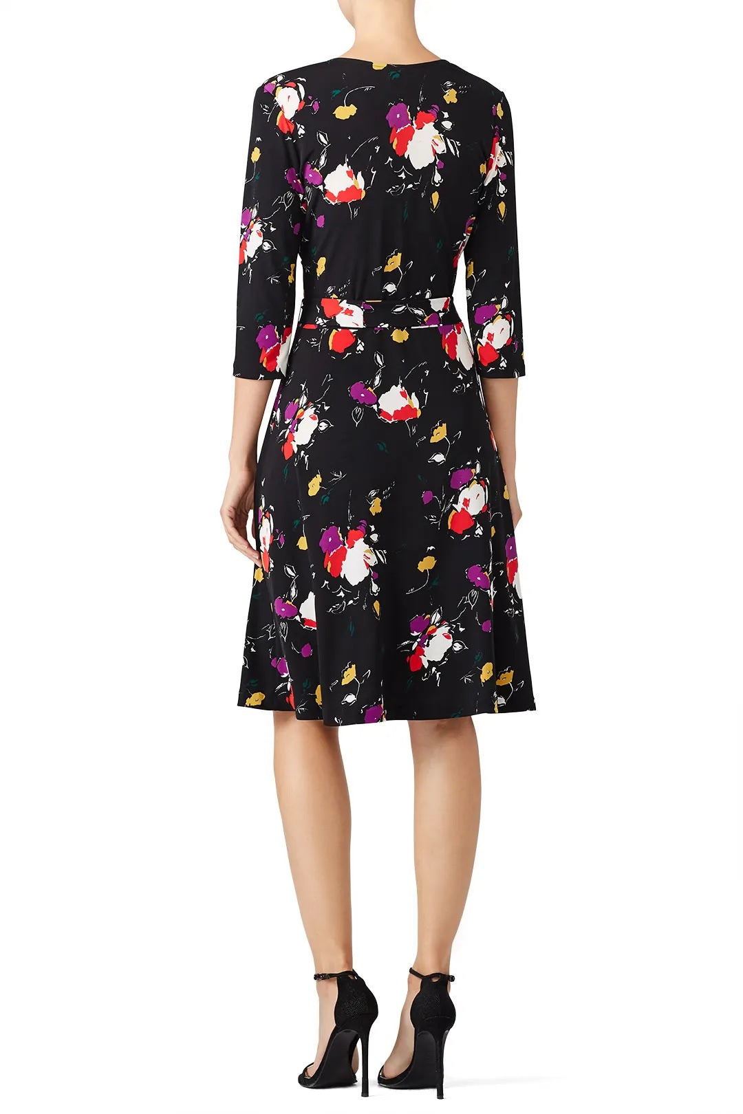 Leota Women's Floral Wrap Dress Black Size 3X