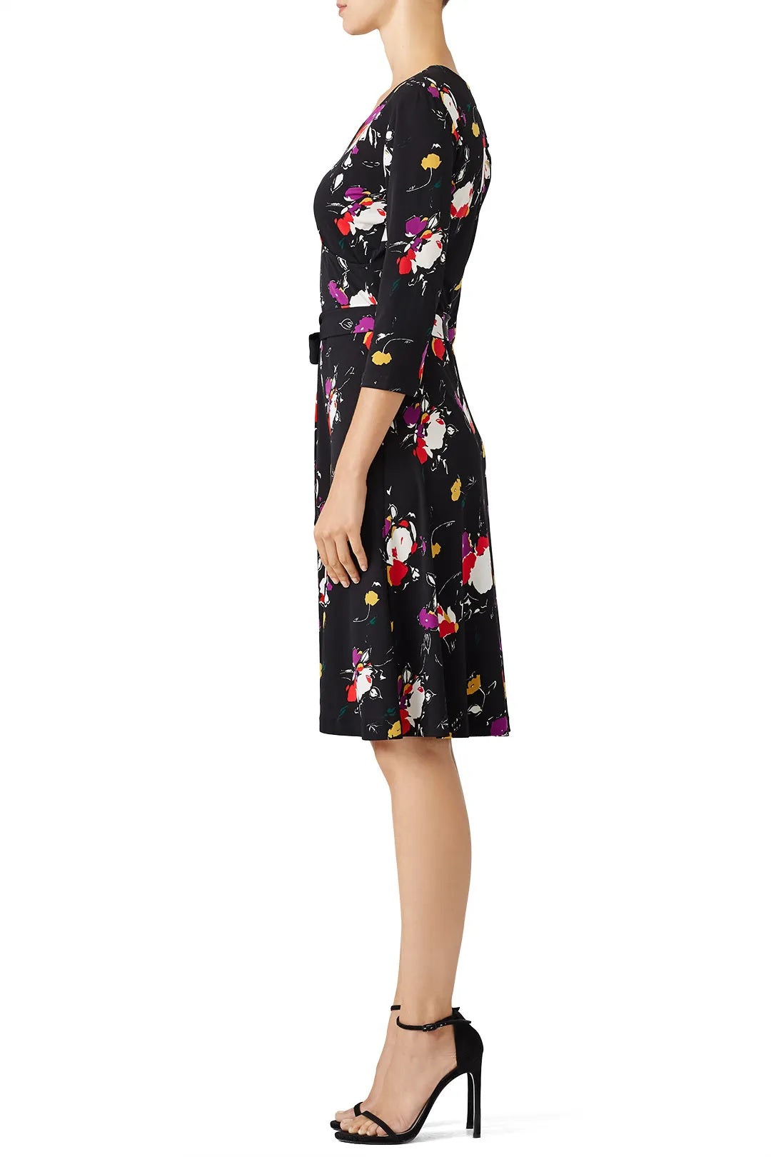 Leota Women's Floral Wrap Dress Black Size 3X