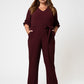 Leota Women's 3/4 Sleeve Sandra Jumpsuit in Maroon (Curve) Red