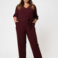 Leota Women's 3/4 Sleeve Sandra Jumpsuit in Maroon (Curve) Red