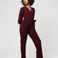 Leota Women's 3/4 Sleeve Sandra Jumpsuit in Maroon Red