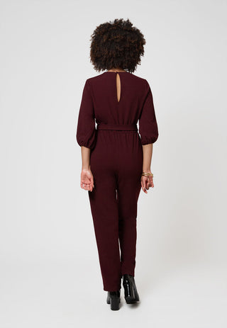 Leota Women's 3/4 Sleeve Sandra Jumpsuit in Maroon Red