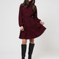 Leota Women's Long Sleeve Olive Dress in Maroon Red