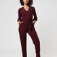 Leota Women's 3/4 Sleeve Sandra Jumpsuit in Maroon Red