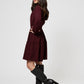 Leota Women's Long Sleeve Olive Dress in Maroon Red