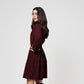 Leota Women's Long Sleeve Olive Dress in Maroon Red