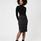 Leota Women's  Midi Pencil Skirt in Diamond Lines Luxe Jacquard Black