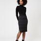 Leota Women's  Midi Pencil Skirt in Diamond Lines Luxe Jacquard Black