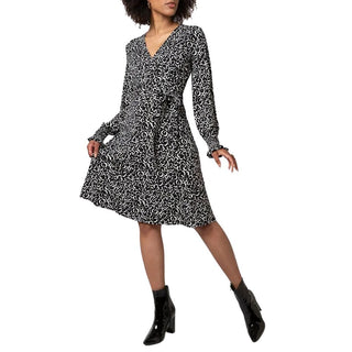 Leota Women's Perfect Wrap MIDI Dress Black Size Large