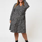 Leota Women's Long Sleeve Perfect Wrap Midi Dress in Graphic Gardenia (Curve) White