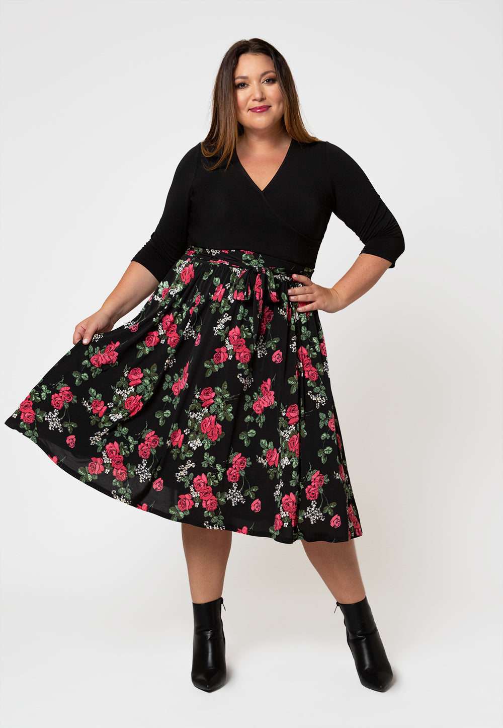 Leota Women's  Mindy Skirt in Ruby Rose (Curve) Black