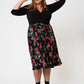Leota Women's  Mindy Skirt in Ruby Rose (Curve) Black Size 2X