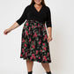 Leota Women's  Mindy Skirt in Ruby Rose (Curve) Black Size 2X
