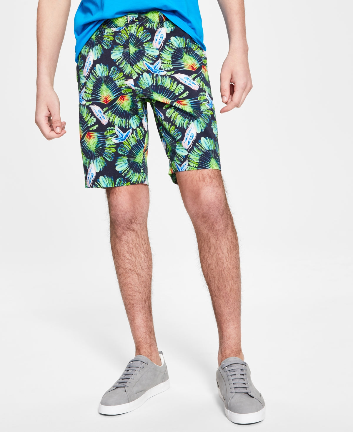 Paisley & Gray Men's Slim Fit Warrior Leaf-Print Shorts Black Size 32W