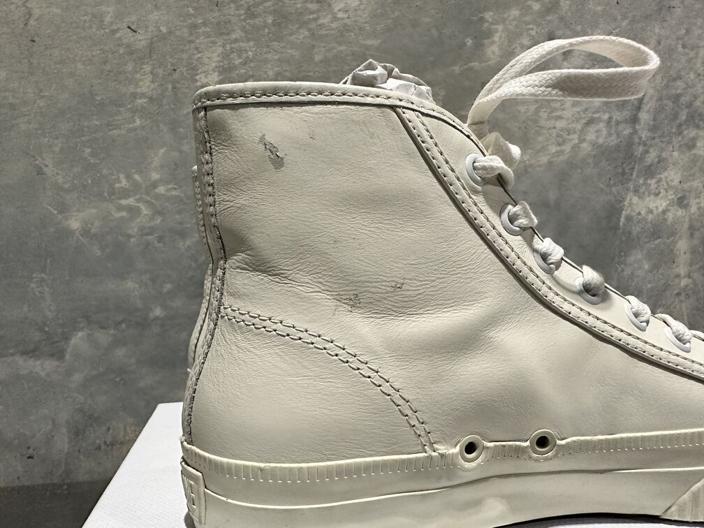 Re/Done Women's 90S High Top Leather Sneakers Vintage White Size 7