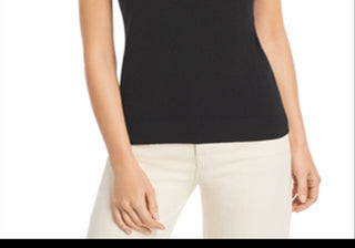 C by Bloomingdale's Short-Sleeve Cashmere Sweater Black Size M