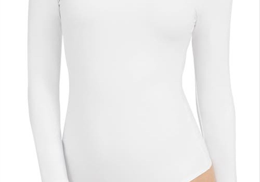 Spanx White Long Sleeve Scoop Neck Bodysuit, Size X-Small