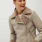 Mango Women's Faux Fur Biker Jacket Beige Size Large