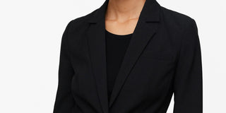 MANGO Women's Essential Fitted Padded Shoulder Blazer in Black Size 4