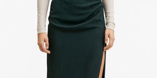 Mango Women's Vent Midi Skirt Green Size Medium