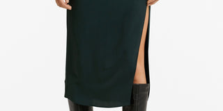 Mango Women's Vent Midi Skirt Green Size Medium