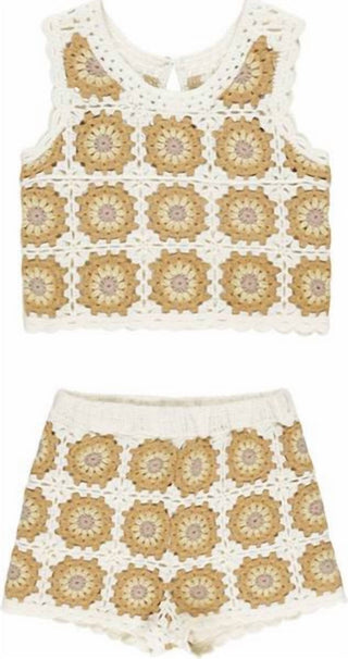 Rylee + Cru - Girl's Marigold Daisy Crochet Tank Set