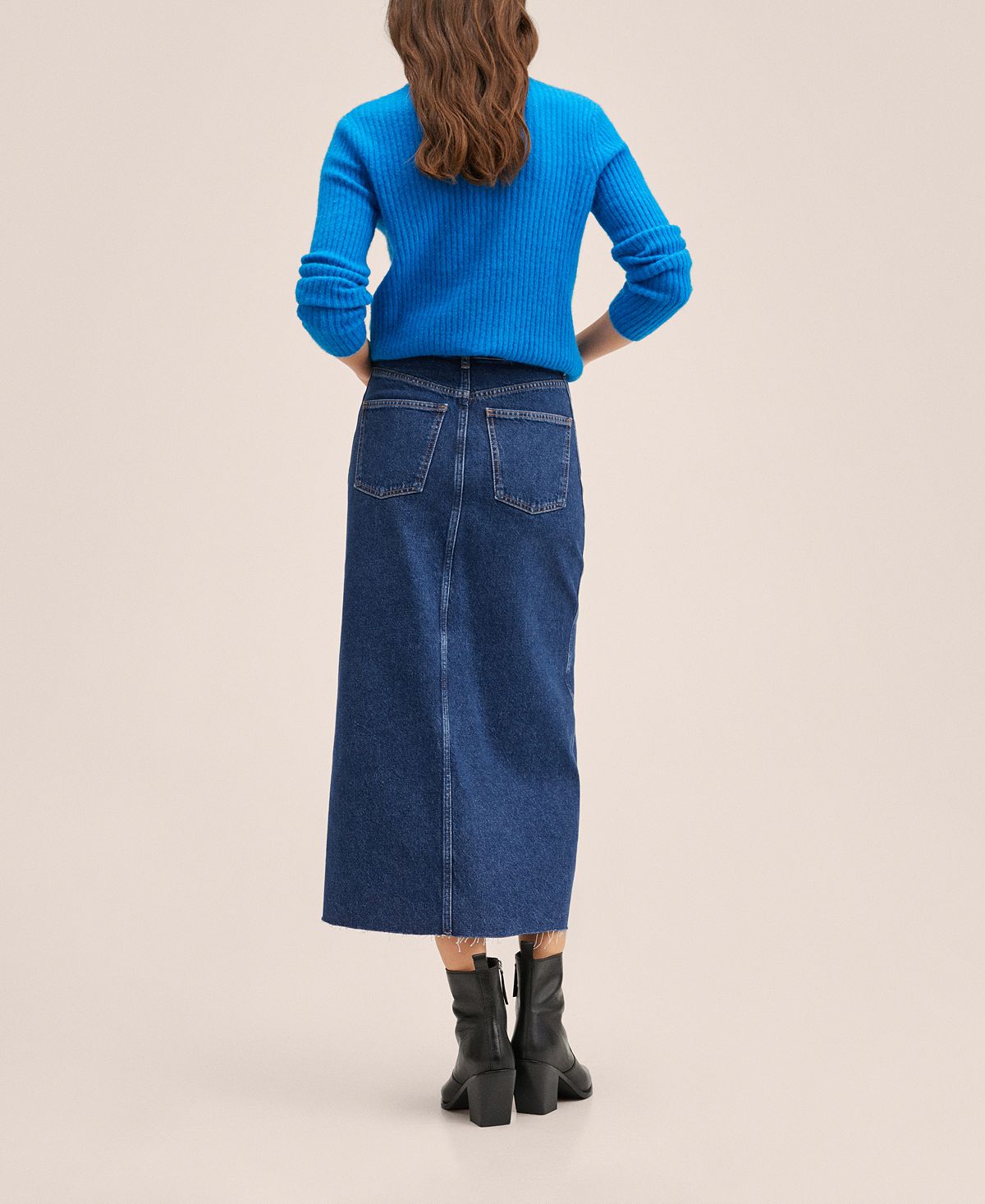 Mango Women's Denim Midi Skirt Blue Size Medium