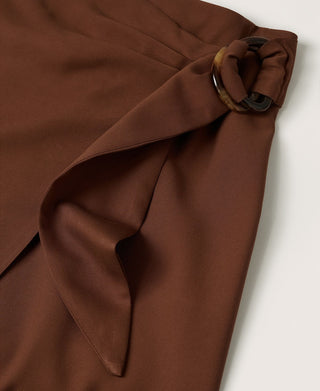 Mango Women's Buckle Wrap Skirt Brown Size Small