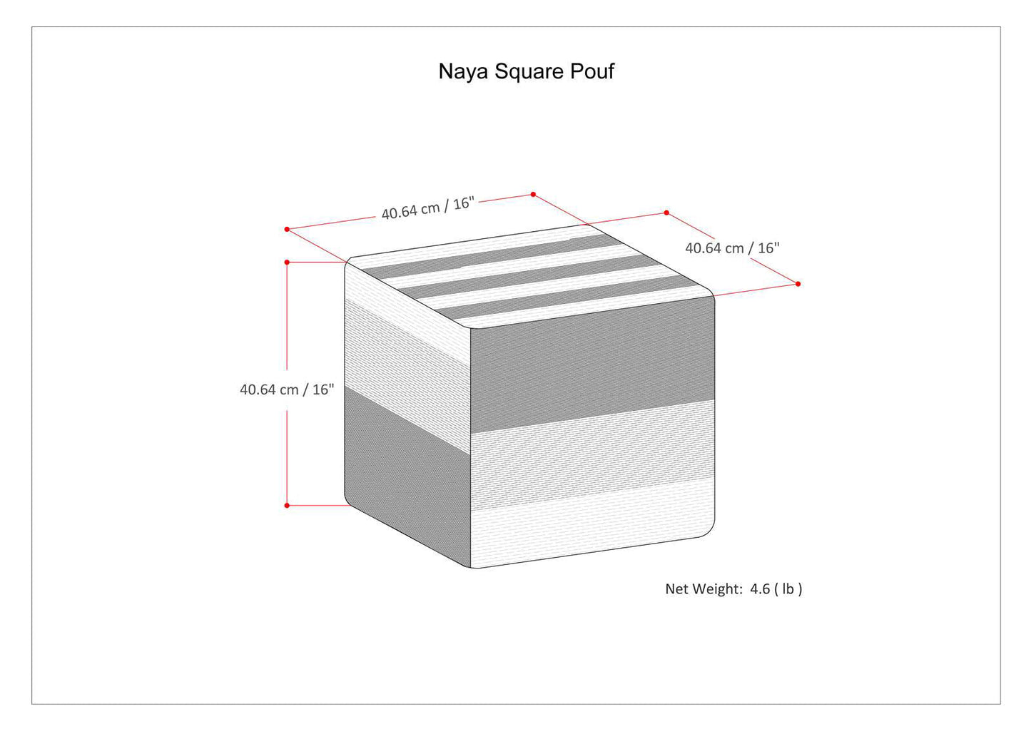 Naya Cube Pouf Patterned Grey Melange