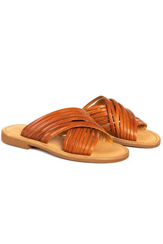 Cocobelle Mantua Women's Crisscross Leather Sandals  Brown Size 8